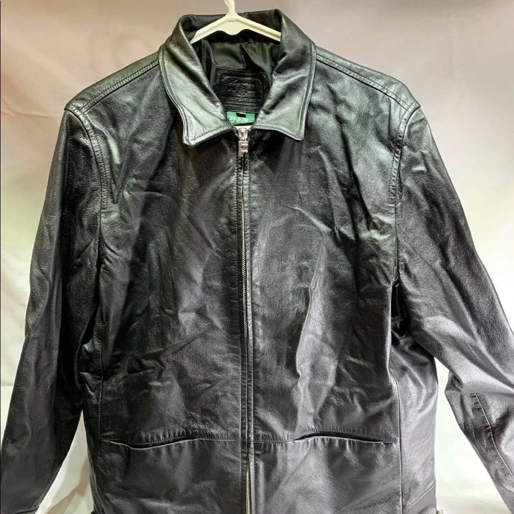 Ralph Lauren Womens Zip Up Black Leather Jacket